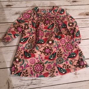 Mini Boden bird dress corduroy 12 - 18 Months EUC Great for holidays!